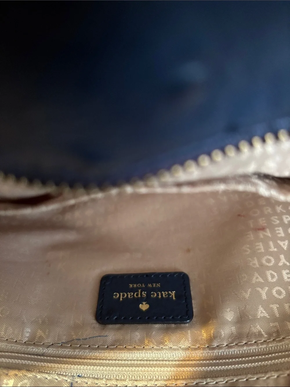 kate spade Navy-Ostrich Leather Shoulder Tote